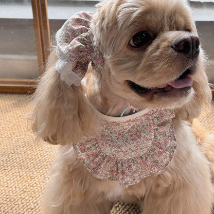 Dog Headwear And Saliva Napkin Set To Dress Up Big Eared Dogs