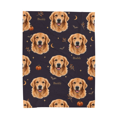 Custom Pet Portrait Velveteen Plush Blanket