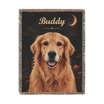 Custom Pet Portrait Woven Blanket