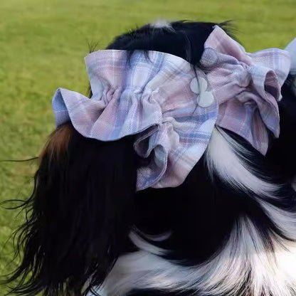 Dog Headwear/Hair Ties Long-eared Dogs Striped checkered series