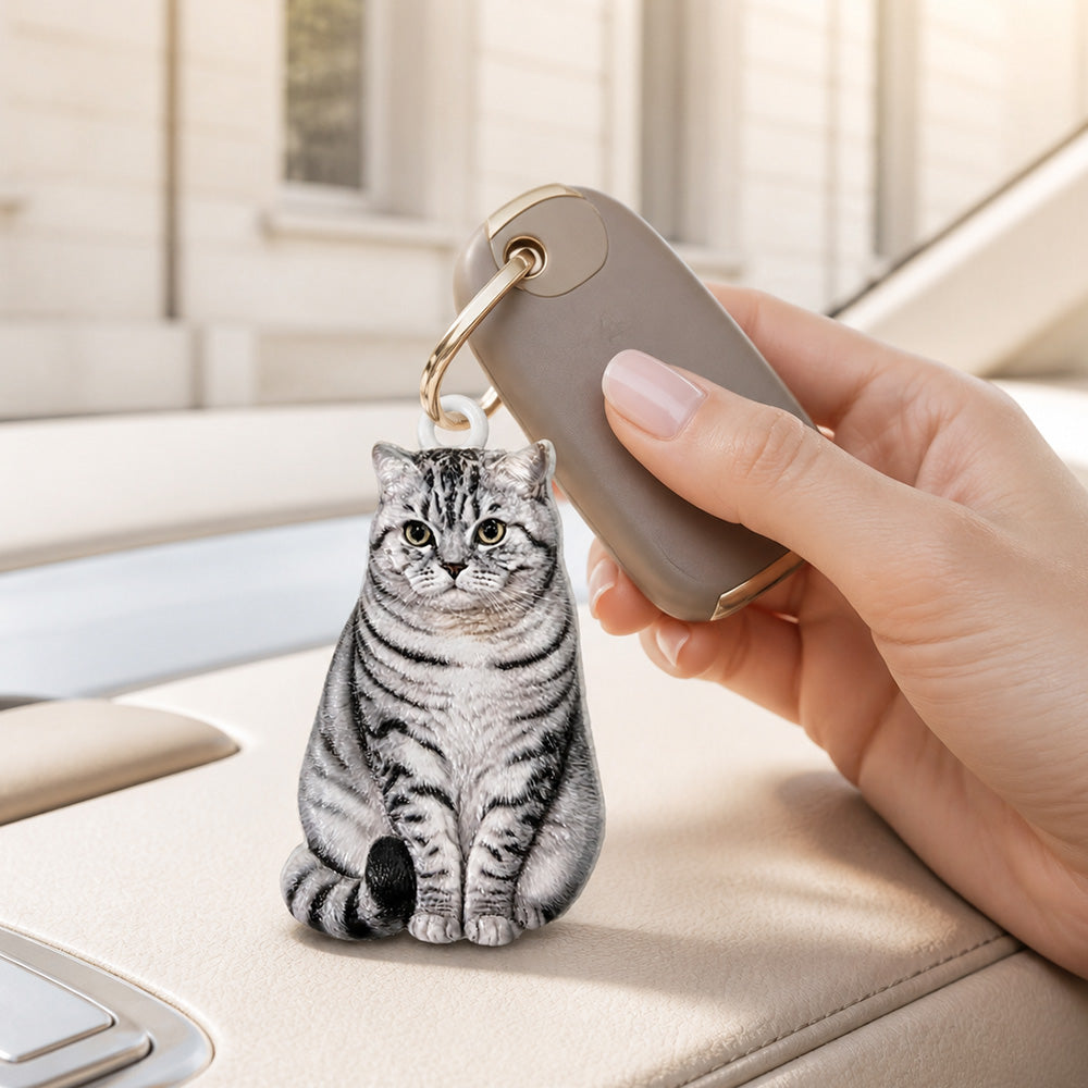 Custom Pet Portrait Cutout Relief Keychain
