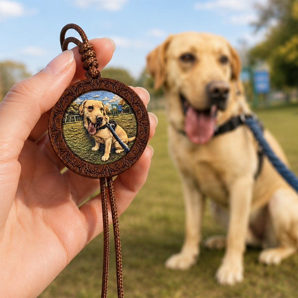 Custom Pet Relief Necklace – Wood Frame