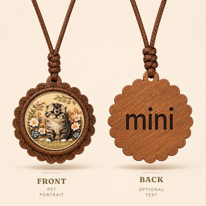 Custom Pet Relief Necklace – Wood Frame