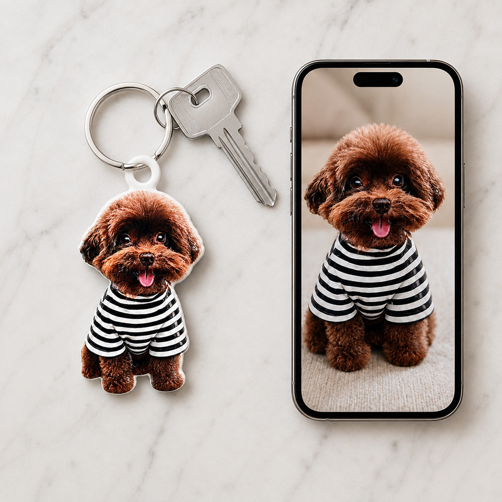 Custom Pet Portrait Cutout Relief Keychain