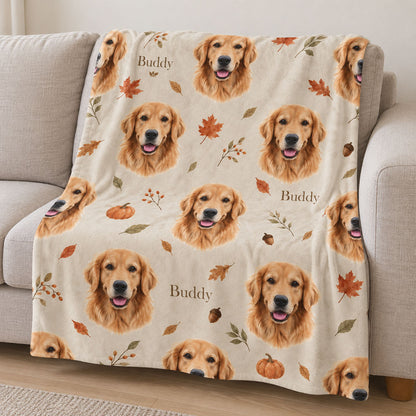Custom Pet Portrait Velveteen Plush Blanket