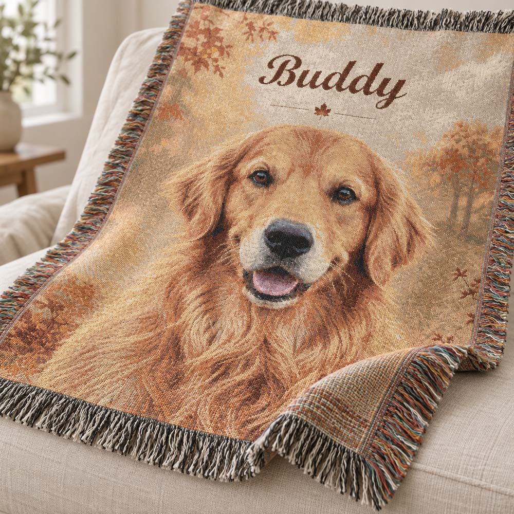 Custom Pet Portrait Woven Blanket