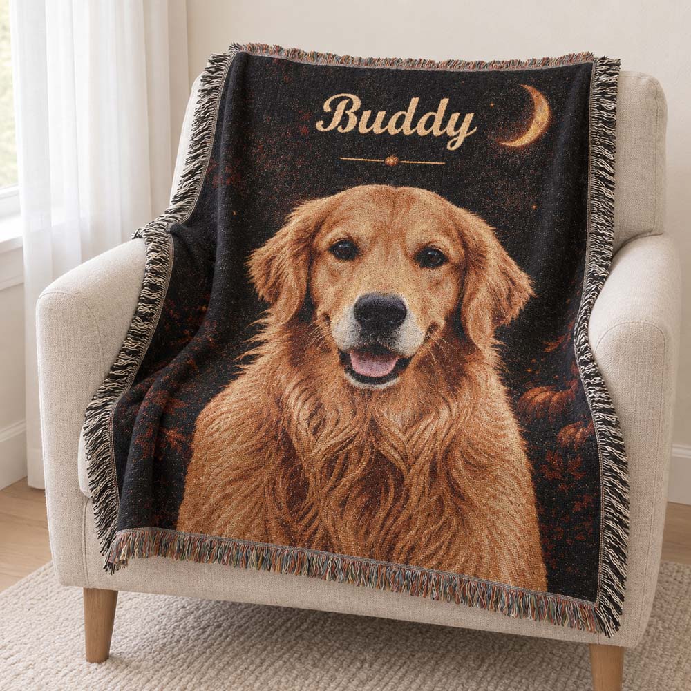 Custom Pet Portrait Woven Blanket