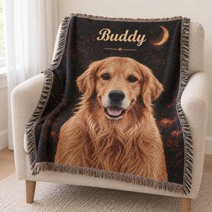 Custom Pet Portrait Woven Blanket