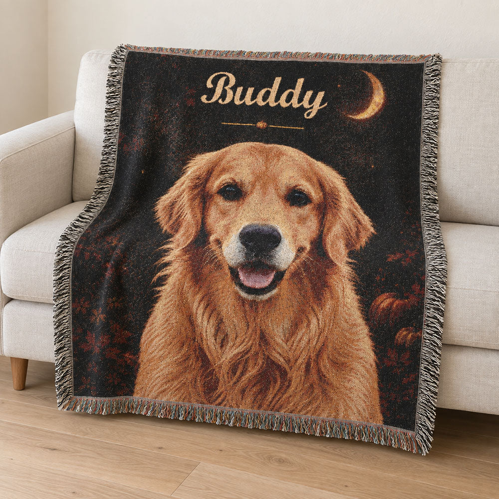 Custom Pet Portrait Woven Blanket