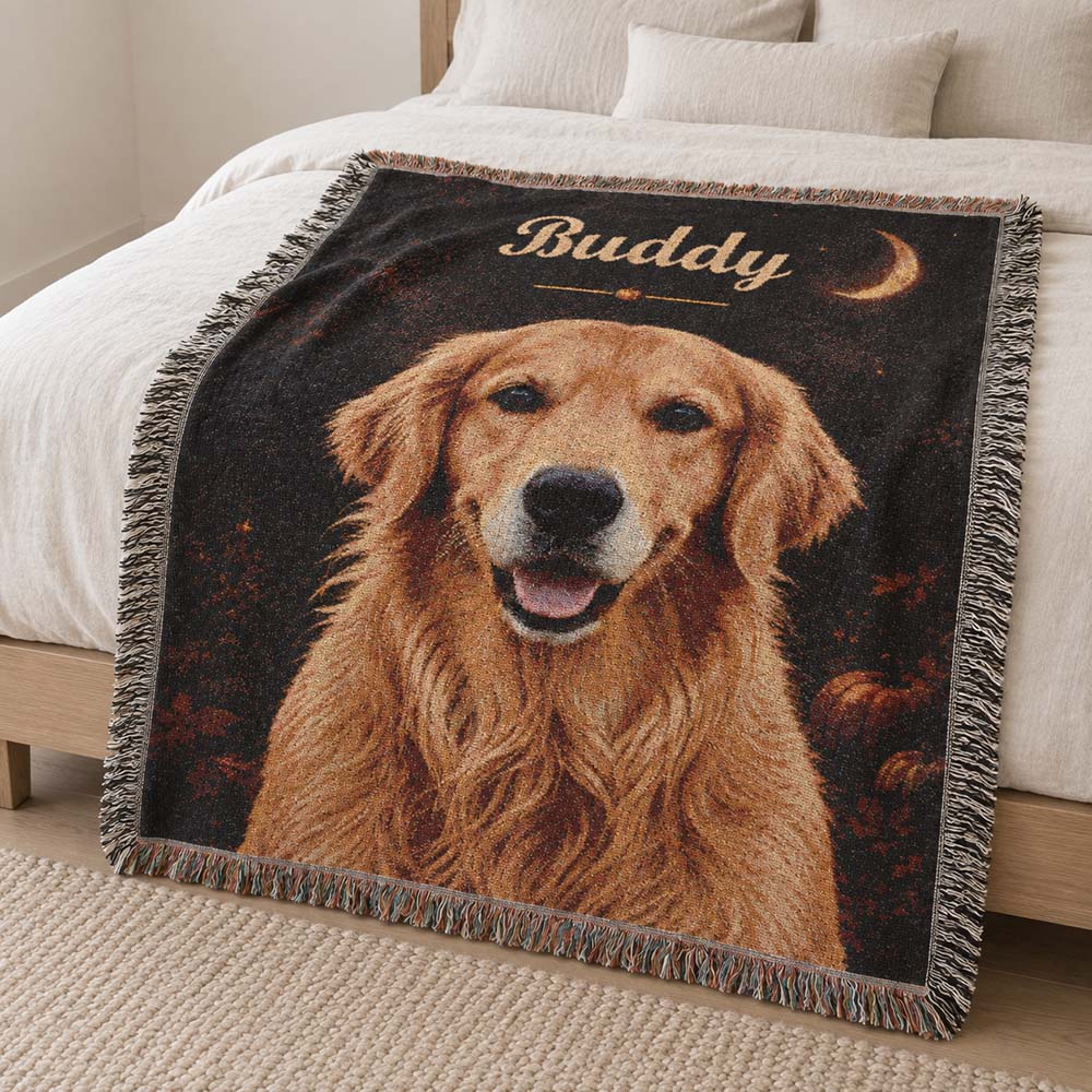 Custom Pet Portrait Woven Blanket