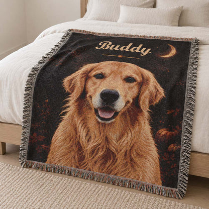 Custom Pet Portrait Woven Blanket