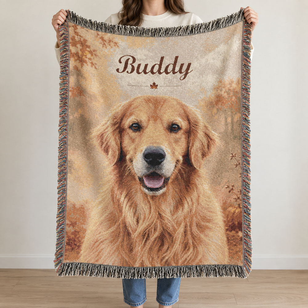 Custom Pet Portrait Woven Blanket