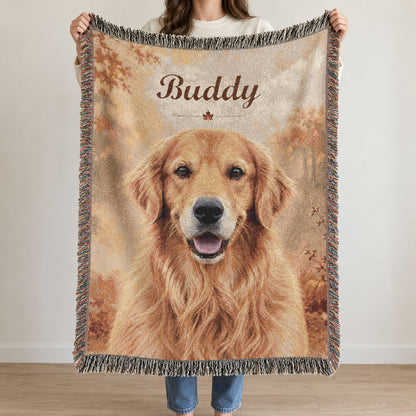 Custom Pet Portrait Woven Blanket