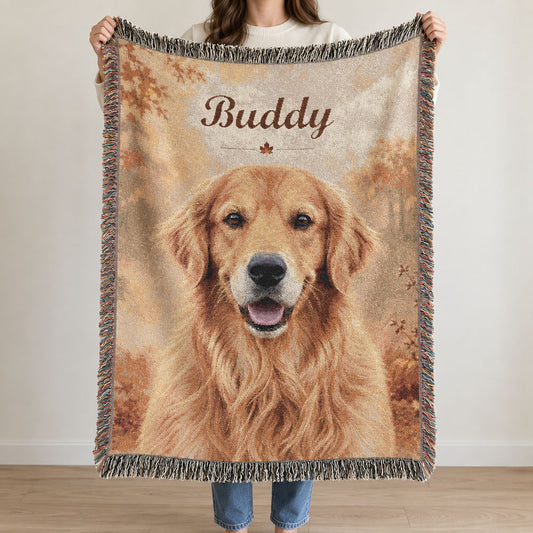 Custom Pet Portrait Woven Blanket