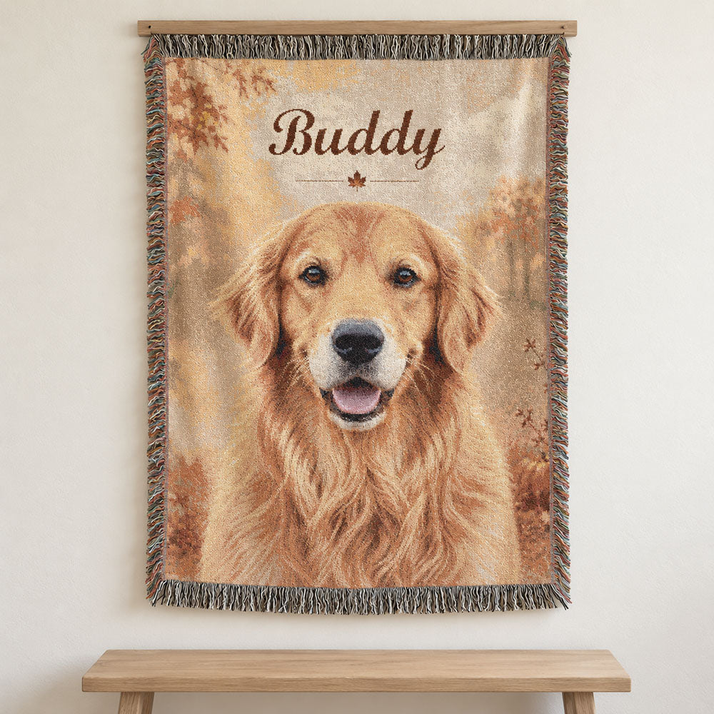 Custom Pet Portrait Woven Blanket