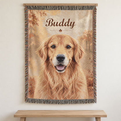 Custom Pet Portrait Woven Blanket