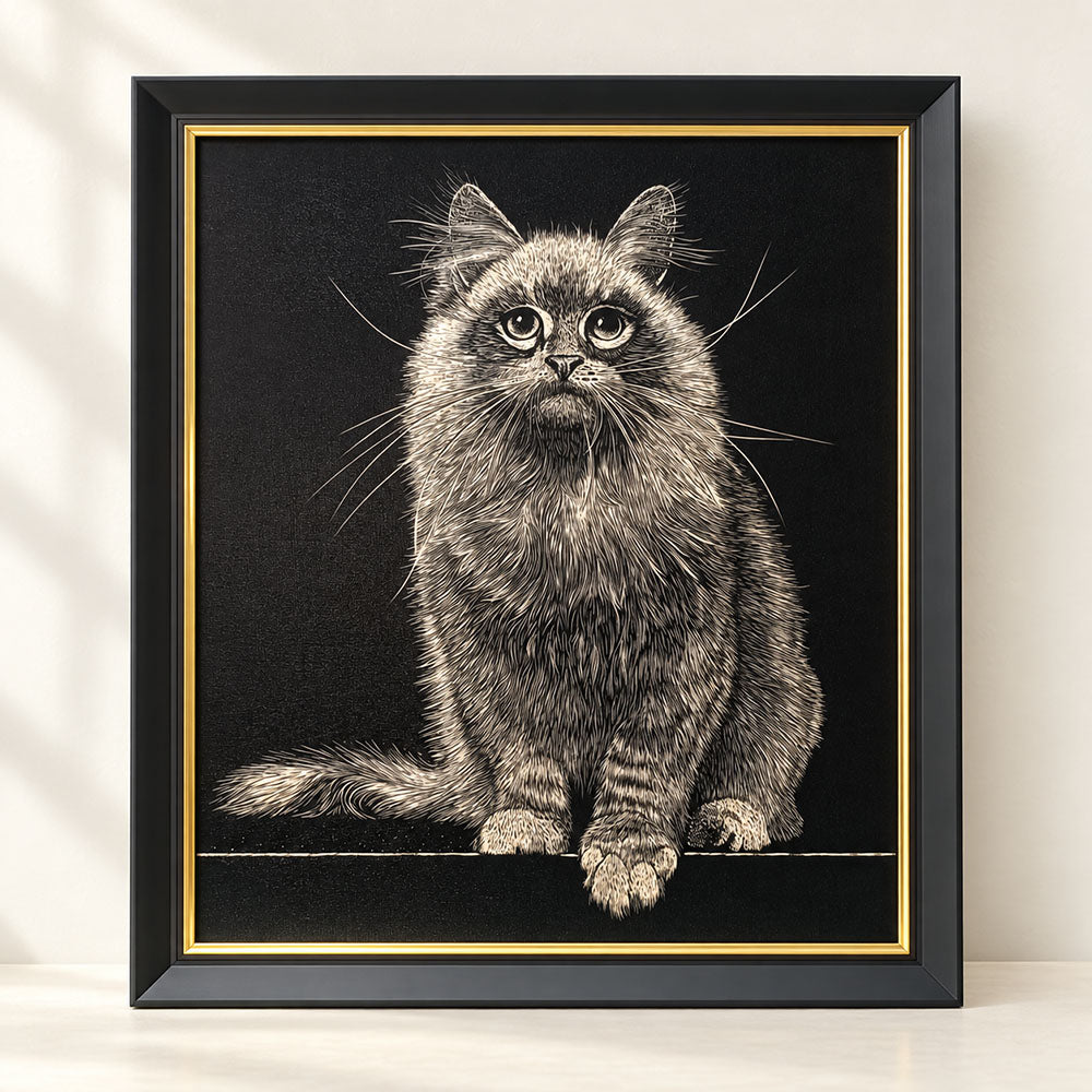Hand-Engraved Custom Pet Portrait on Wood