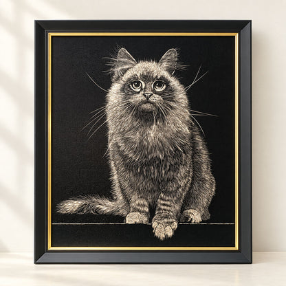 Hand-Engraved Custom Pet Portrait on Wood