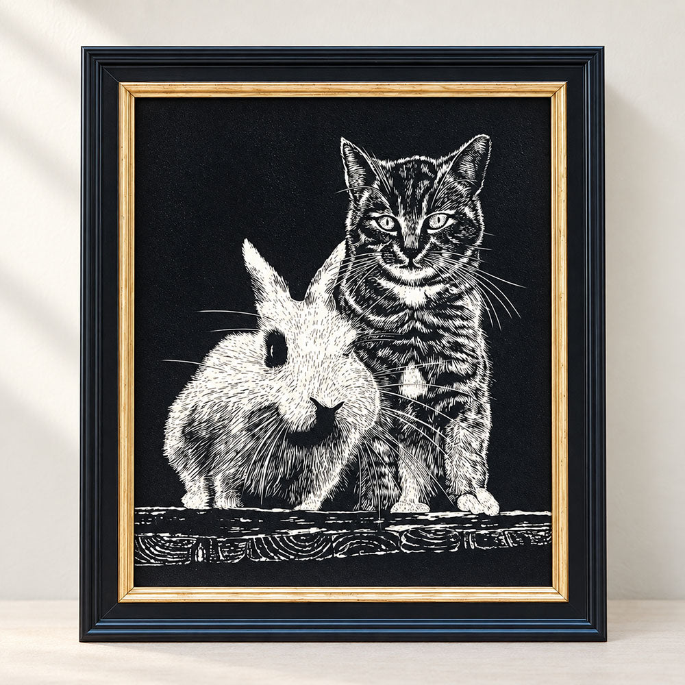 Hand-Engraved Custom Pet Portrait on Wood