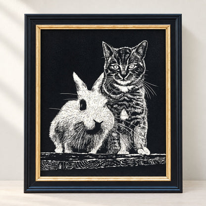Hand-Engraved Custom Pet Portrait on Wood