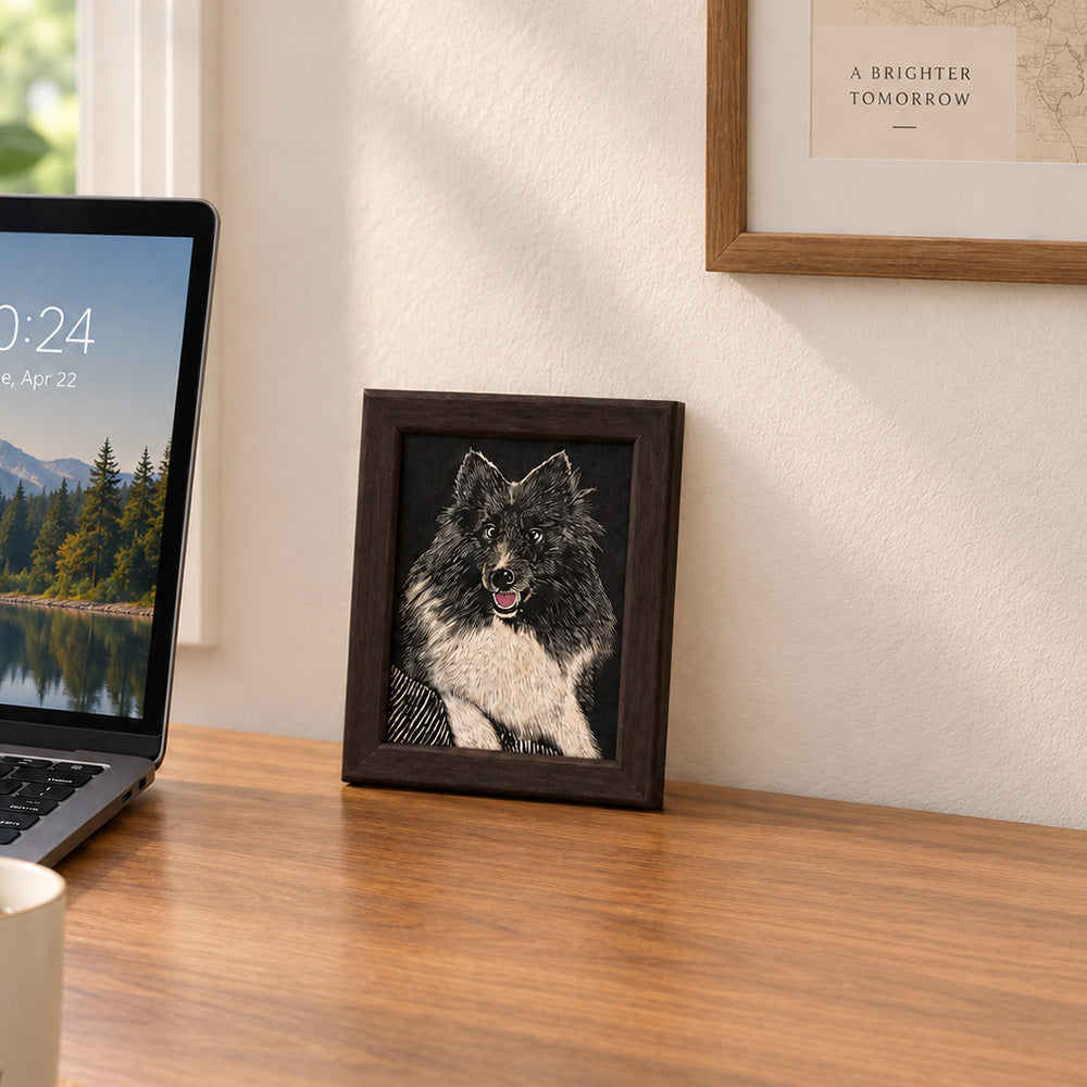 Hand-Engraved Custom Pet Portrait on Wood
