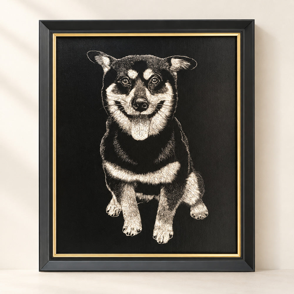 Hand-Engraved Custom Pet Portrait on Wood