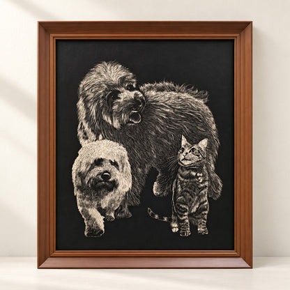 Hand-Engraved Custom Pet Portrait on Wood
