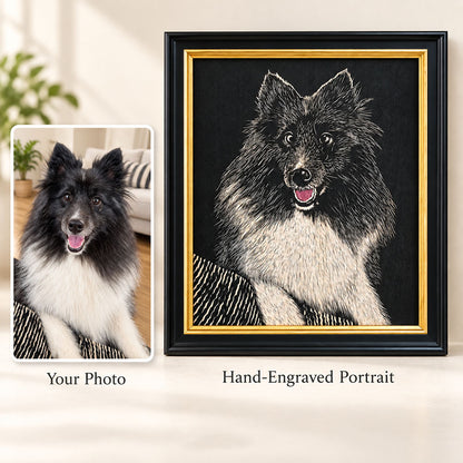 Hand-Engraved Custom Pet Portrait on Wood