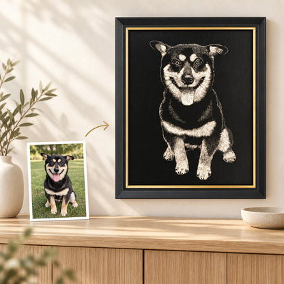 Hand-Engraved Custom Pet Portrait on Wood
