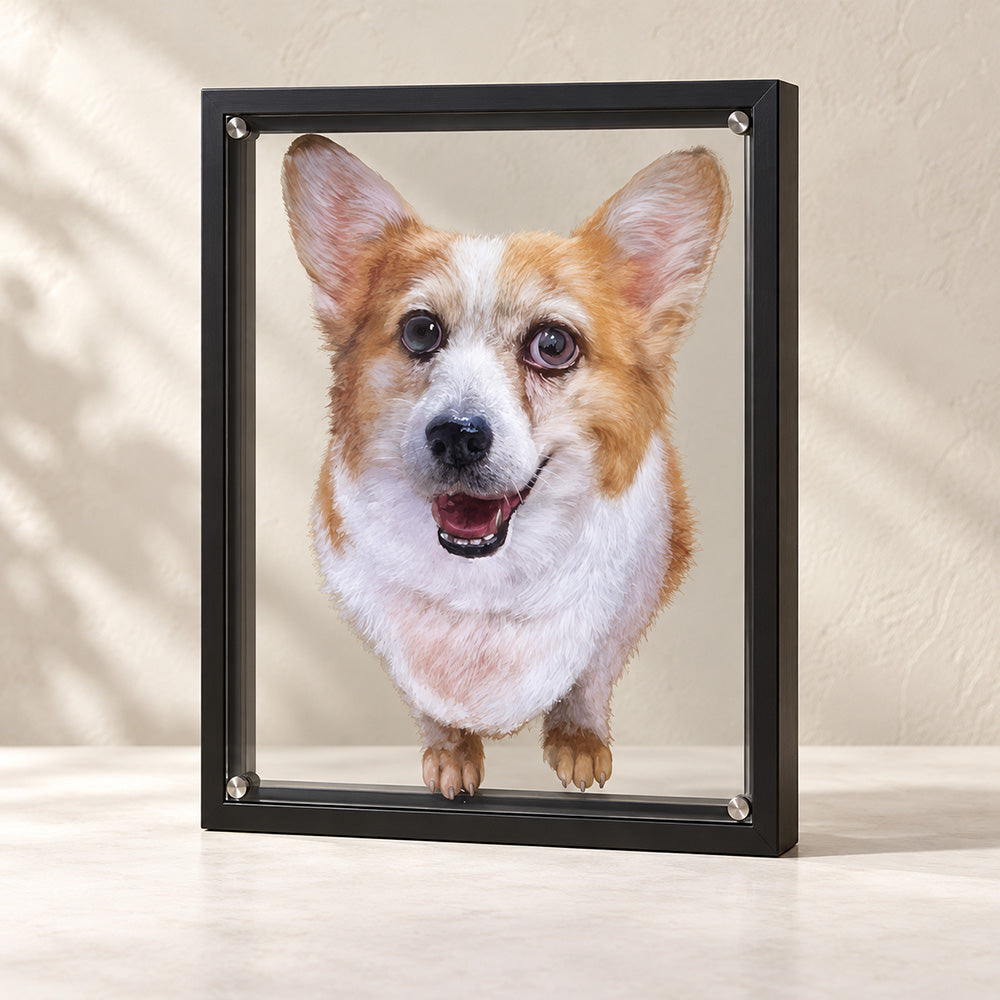 Hand-Painted Custom Layered Acrylic Pet Portrait
