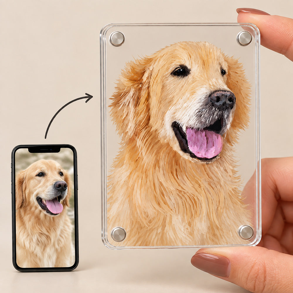 Hand-Painted 3D Layered Acrylic Pet Portrait Magnet