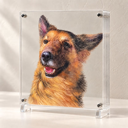 Hand-Painted Custom Layered Acrylic Pet Portrait