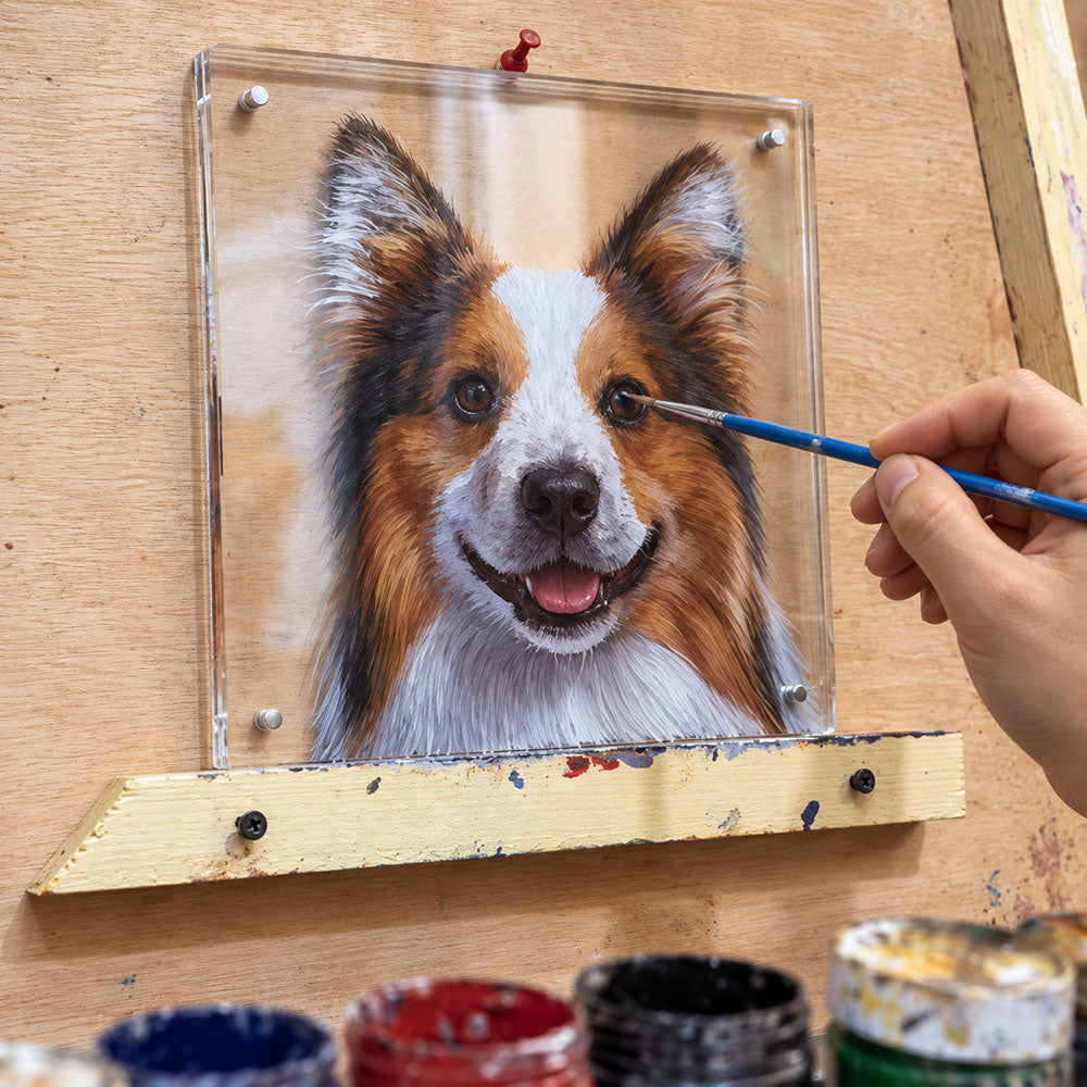 Hand-Painted Custom Layered Acrylic Pet Portrait