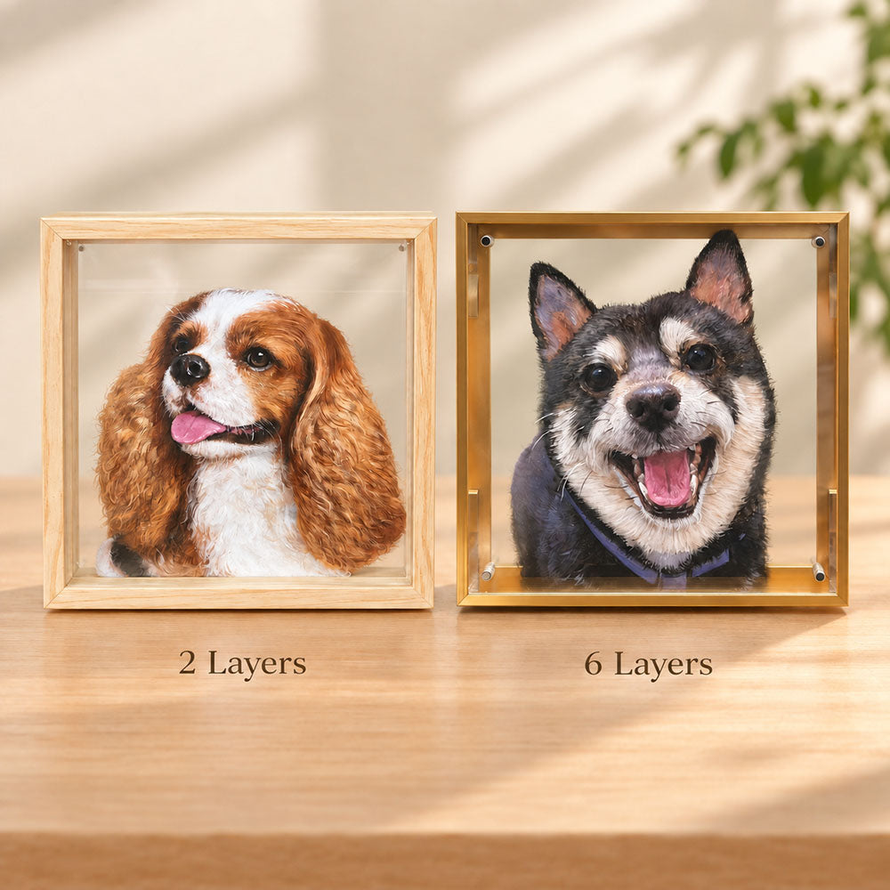 Hand-Painted Custom Layered Acrylic Pet Portrait