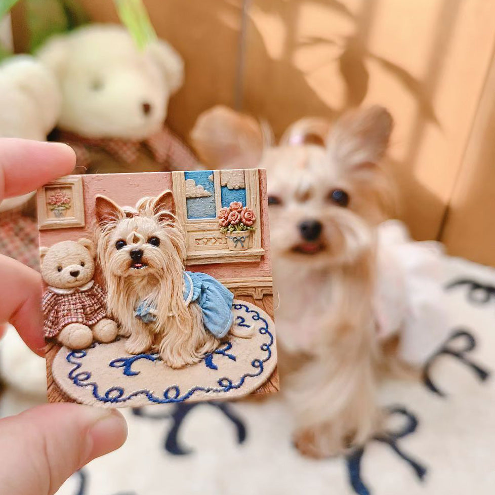 Custom Pet Portrait Relief Magnet