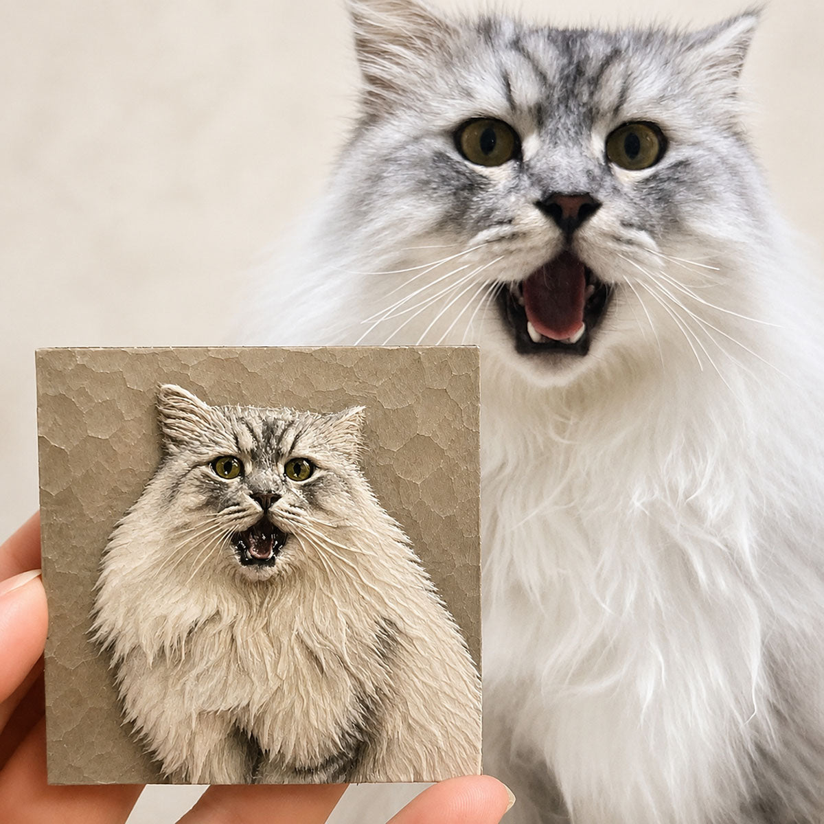 Custom 3D Relief Pet Portrait Magnet